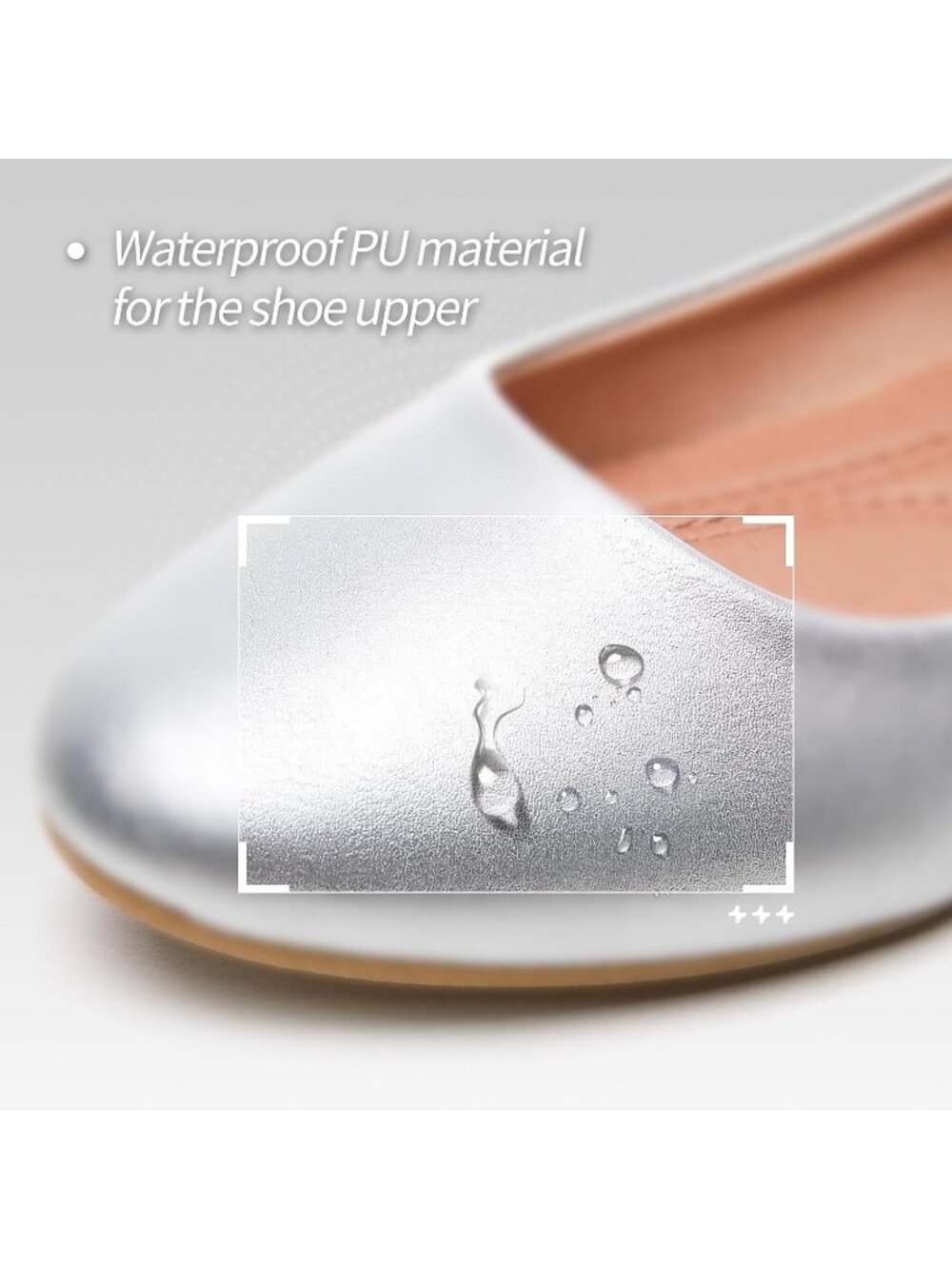 Women's Silver PU Leather Ballet Flat Slip on Casual Loafers Comfort Dress Shoes - Picture 4 of 7